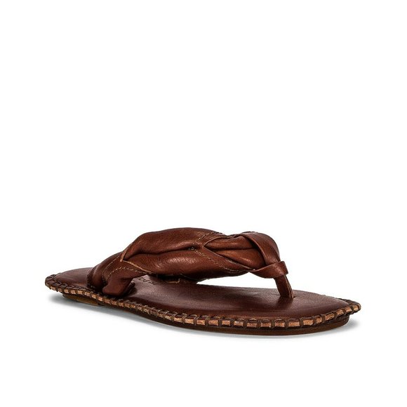 ACNE STUDIOS Thong Flat Sandal BROWN LEATHER TWISTED STRAP 38 (MD1) - Picture 1 of 7